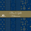 Bastelpapier Set Metallic Bohemian, Blue & Gold, 6-teilig, 30,5 x 30,5 cm, blau, gold, künstlerisch, boho