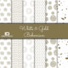 Bastelpapier Set Metallic Bohemian, White & Gold, 6-teilig, 30,5 x 30,5 cm, weiß, gold, künstlerisch, boho