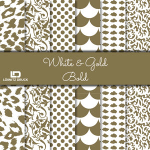 Bastelpapier Set Metallic Bold, White & Gold, 6-teilig, 30,5 x 30,5 cm, weiß, gold, kräftig