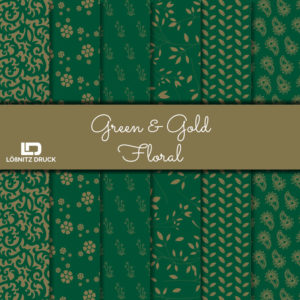 Bastelpapier Set Metallic Floral, Green & Gold, 6-teilig, 30,5 x 30,5 cm, grün, gold, Blumen
