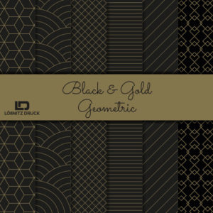 Bastelpapier Set Metallic Geometric, Black & Gold, 6-teilig, 30,5 x 30,5 cm, schwarz, gold, Geometrie