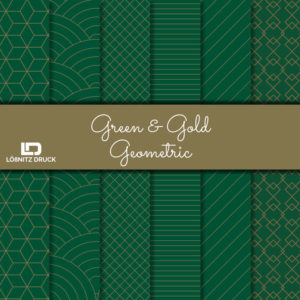Bastelpapier Set Metallic Geometric, Green & Gold, 6-teilig, 30,5 x 30,5 cm, grün, gold, Geometrie