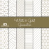 Bastelpapier Set Metallic Geometric, White & Gold, 6-teilig, 30,5 x 30,5 cm, weiß, gold, Geometrie
