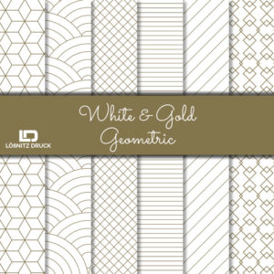 Bastelpapier Set Metallic Geometric, White & Gold, 6-teilig, 30,5 x 30,5 cm, weiß, gold, Geometrie