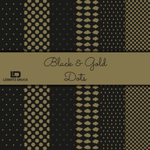 Bastelpapier Set Metallic Dots, Black & Gold, 6-teilig, 30,5 x 30,5 cm, schwarz, gold
