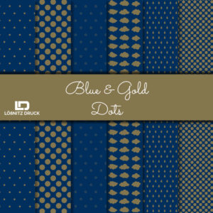Bastelpapier Set Metallic Dots, Blue & Gold, 6-teilig, 30,5 x 30,5 cm, blau, gold
