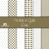 Bastelpapier Set Metallic Dots, White & Gold, 6-teilig, 30,5 x 30,5 cm, weiß, gold