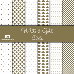 Bastelpapier Set Metallic Dots, White & Gold, 6-teilig, 30,5 x 30,5 cm, weiß, gold