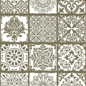 Fliesenaufkleber Wandaufkleber Fliesentattoo Sticker Wanddeko Pattern mit Ornamenten für Bad, Küche, Wohnen und Flur, selbstklebend, abziehbar,12er Set, Variante 1 von 4, Farbe khaki, auch in den Farben hellgrau, dunkelgrau, sand, terrakotta, salbei erhältlich