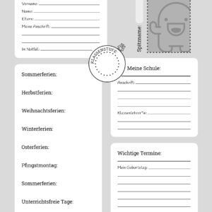 Steckbrief im Hausaufgabenheft