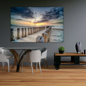 Sonnenuntergang am Strand und Meer