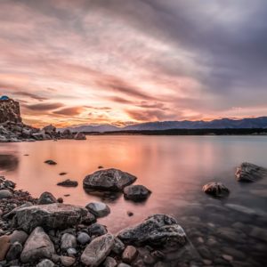 Wandbild - Sonnenuntergang am See