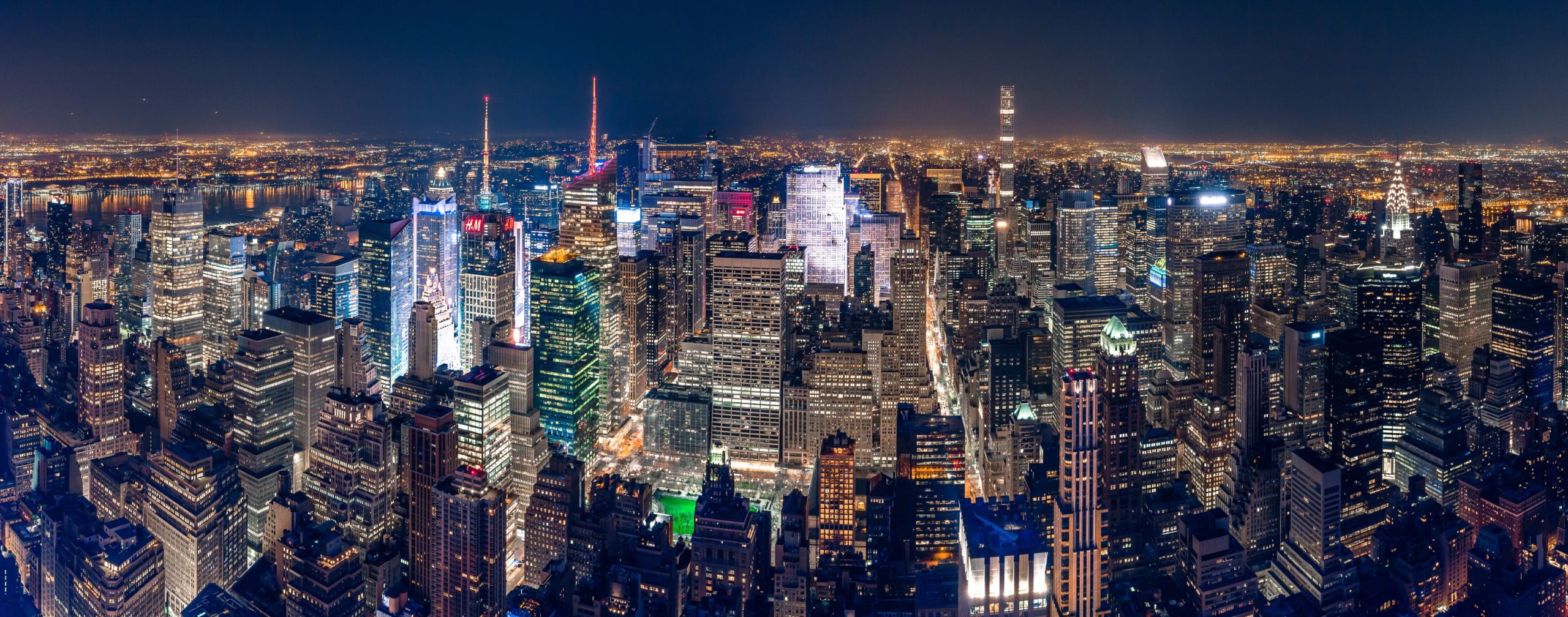 Wandbild - Skyline von New York City bei Nacht