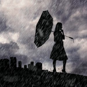 Wandbild - Silhouette-im-Regen