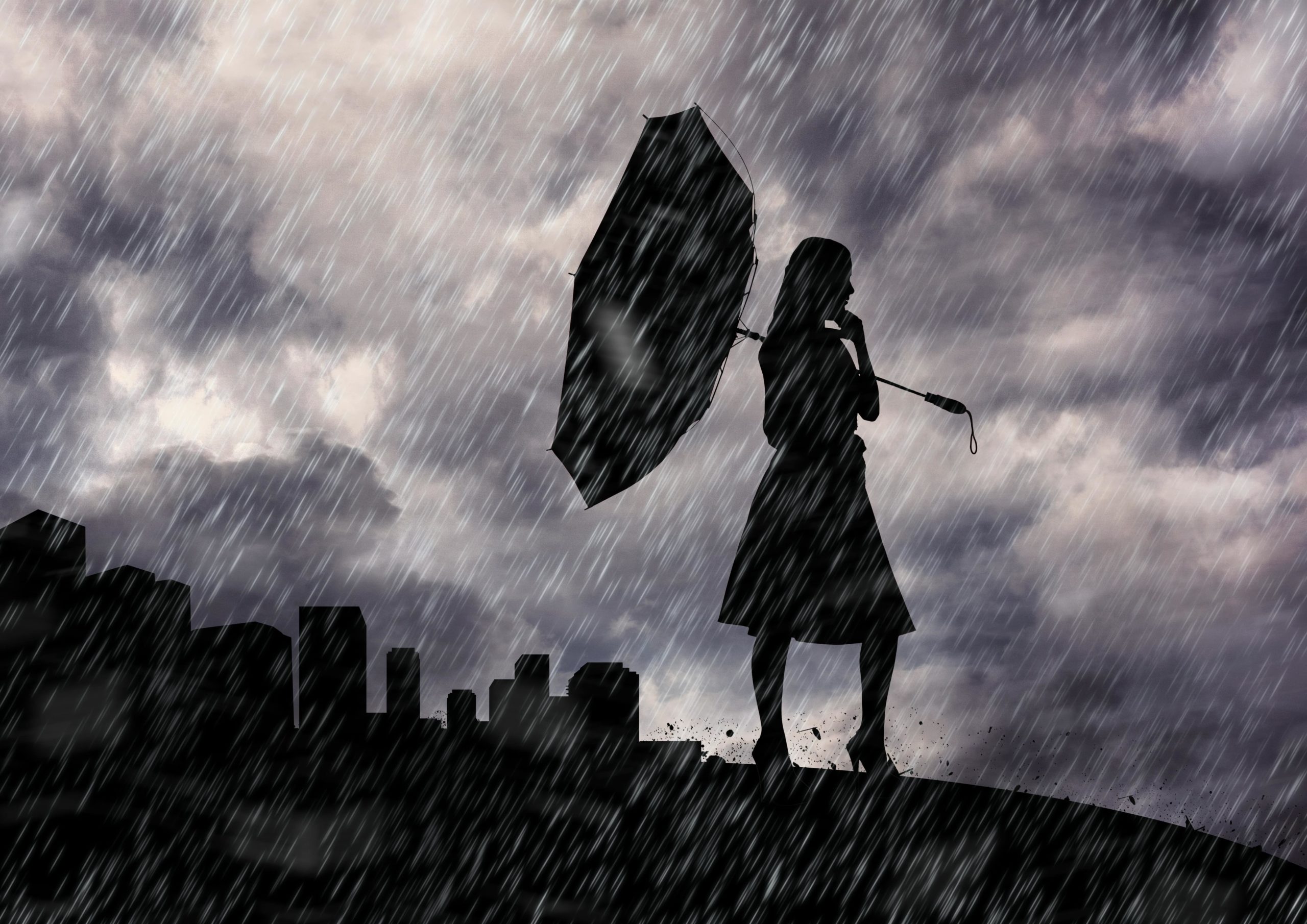 Wandbild - Silhouette-im-Regen