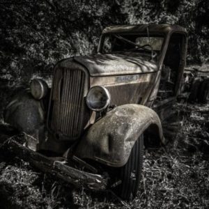 Wandbild Altes Auto Retro Graustufenbild
